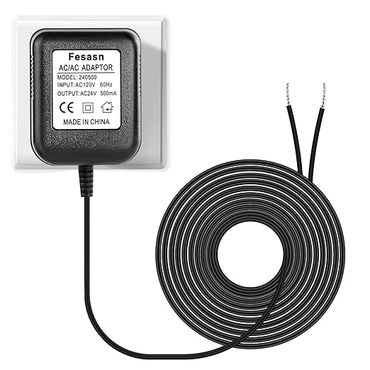 24V AC Power Supply, C Wire Adapter for Smart Thermostat, Fits for Nest Hello August Ring Door Bell and Ecobee Nest Honeywell Smart WiFi Thermostat (with 26.2 Foot Black Door Bell Wire)