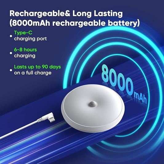 Rechargeable Closet Lights Motion Sensored, Wireless Battery Operated Ceiling Light, Rechargeable Motion Sensor Light indoor for Closets Shower Stairs Hallway Pantry Porch Garage, 3 Color Temperatures