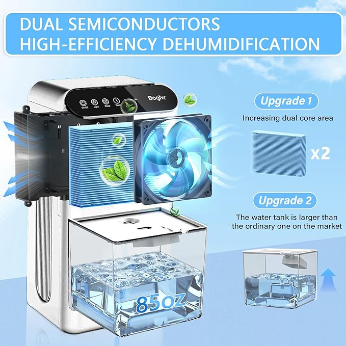 Dehumidifier for Home 1000 sq.ft - Quiet Small Dehumidifier with Hose for 3 Gear Timer, Auto Shut Off, Aromatherapy, Sleep Mode, 7-Color LED Light, for Bathroom, Bedroom, Basement (White)