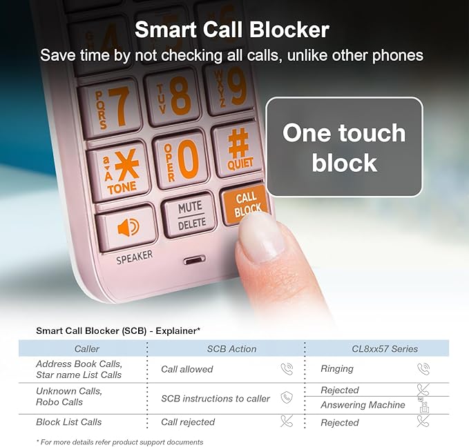 AT&T CL82557 DECT 6.0 5-Handset Cordless Phone for Home with Answering Machine, Call Blocking, Caller ID Announcer, Intercom and Long Range, Rose Gold
