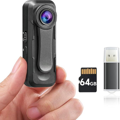 BOBLOV W1 64GB HD 1080P Body Worn Camera, Wearable Body Cam with 2 Clips, Loop Recording Body Camera Support Time Stamp, Back Clip for Traveling, Driver, Delivery Man, Lecture Recording