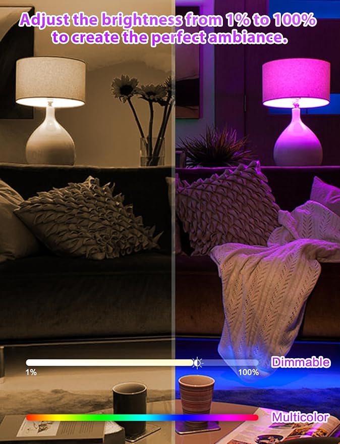 E12 LED Bulb, 25W Equivalent, Warm White/Cold White/RGB 12 Color Changing, CRI 85+, 4 Auto Cycle Modes, Sync & Memory Function, T4 LED Bulb Dimmable, Efficient 2.5W, AC 120V (E12, 2 Pack)