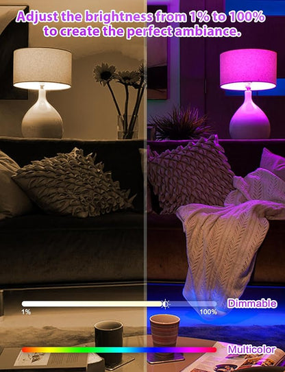 E12 LED Bulb, 25W Equivalent, Warm White/Cold White/RGB 12 Color Changing, CRI 85+, 4 Auto Cycle Modes, Sync & Memory Function, T4 LED Bulb Dimmable, Efficient 2.5W, AC 120V (E12, 2 Pack)