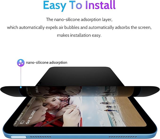 Peslv Privacy Screen Protector for iPad 10th 2022 10.9" & iPad 11th A16 2025 11", Anti Blue Light Glare Spy Private Filter, High Sensitive Bubble-Free Easy Install Black Security Screen