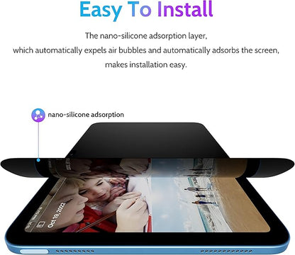 Peslv Privacy Screen Protector for iPad 10th 2022 10.9" & iPad 11th A16 2025 11", Anti Blue Light Glare Spy Private Filter, High Sensitive Bubble-Free Easy Install Black Security Screen