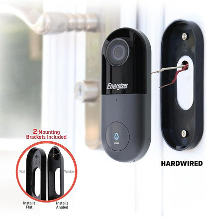 Energizer Connect Smart 1080p Security Video Doorbell Wired & Chime, Requires Existing Doorbell Wires, 2-Way audio, Cloud Storage, Remote Access, Voice control works with Alexa & Google Assistant