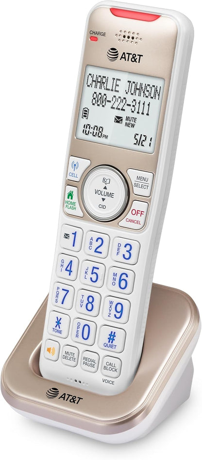AT&T BL3112-0 Additional Handset for BL3112 Series Cordless Phones – Champagne Gold/White, Expandable DECT 6.0, Smart Call Blocker, Bluetooth Connect to Cell Compatible