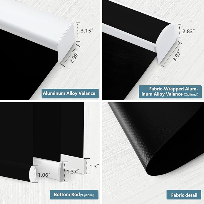 Bringnox Motorized Blinds with Remote,100% Blackout Smart Roller Blinds Compatible with Apple Homekit Google Home and Alexa Via HUB,and Customized (Vinyl Black-14)