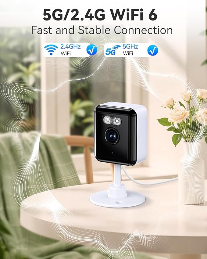 Gianteye 2K Indoor Security Camera (2-Pack), Dual-Band 2.4/5GHz WiFi Pet & Baby Monitor, AI Event Detection with Smart Search, Color Night Vision, 2-Way Audio, Human Detection, US App