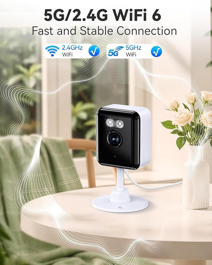 2.4/5GHz Home Cameras Indoor, 2K Security Camera Indoor for Dog/Pet/Nanny/Baby with US Phone App, AI Text Recognition, Smart Search, Color Night Vision,2 Way Talk Mini Cam,Human Detection,4 Packs