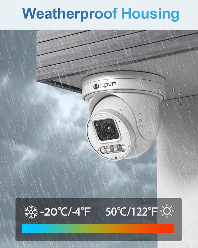 4COVR PoE PTZ Security Camera System 8 Channel, 8X 5MP IP PTZ Camera Two Way Audio, 280? Pan 90? Tilt 5X Optical Zoom, Smart Color Night Vision, Human Vehicle Detection, 4K NVR 2TB HDD, LY5XCP5M0808