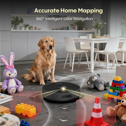 Self-Emptying Robot Vacuum and Mop, 6000Pa Powerful Suction, 90-Day Hands-Free,LiDAR Navigation, Smart Mapping, App & Alexa Control, Robotic Vacuum for Pet Hair, Carpets and Hard Floors