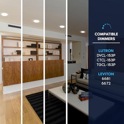 LUXRITE 8 Inch LED Disk Lights, 27W, 5CCT 2700K | 3000K | 3500K | 4000K | 5000K, Flush Mount Recessed Retrofit Ceiling Light, 2000LM, Dimmable, J-Box or 6" Can Install, Energy Star, ETL (4 Pack)