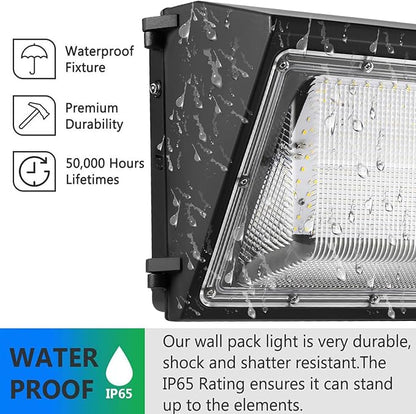 1-10V Dimmable 100W LED Wall Pack Light with Dusk to Dawn Photocell, 100-277V 14000LM 600-800W HPS/HID Equiv., 5000K Outdoor Security Lighting, ETL Commercial Wall Mount Lights for Building