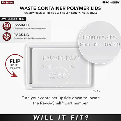 Rev-A-Shelf 35 Quart Garbage Can Lid for Base Kitchen and Bathroom Cabinet, Replacement Plastic Trash Bin Lid Only, Black, RV-35-LID-18-1