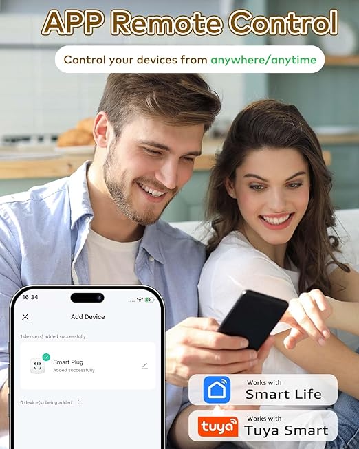 Wireless Remote Control Outlet Plug,NineLeaf Smart Outlets for Household,On Off 1 Smart Plug 2 Switches Compatible with Tuya,Alexa and Google Assistant,Timer Outlet,No Wiring,White