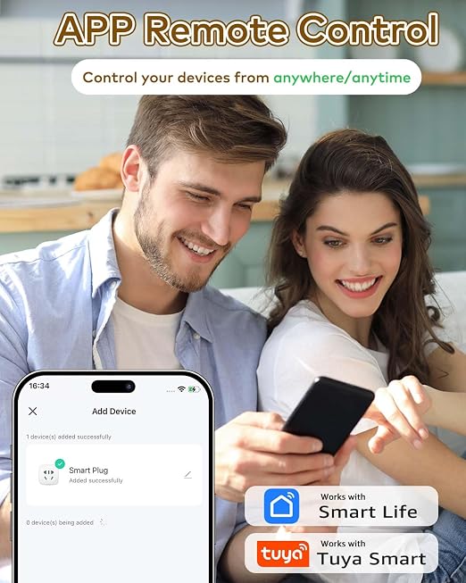 NineLeaf Smart Plug, WiFi Smart Plugs Work with Alexa and Google Home via Tuya,Wireless Outlets Timer with APP Remote Control, 2.4GHz Wi-Fi Only, No Hub Required, TUV FCC Listed (5 outlets+1 Switch)