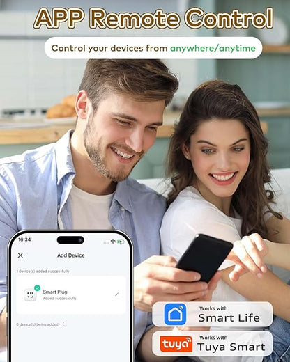 Wireless Remote Control Outlet Plug,NineLeaf Smart Outlets for Household,On Off 3 Smart Plugs 1 Switch Compatible with Tuya,Alexa and Google Assistant,Timer Outlet,No Wiring,White
