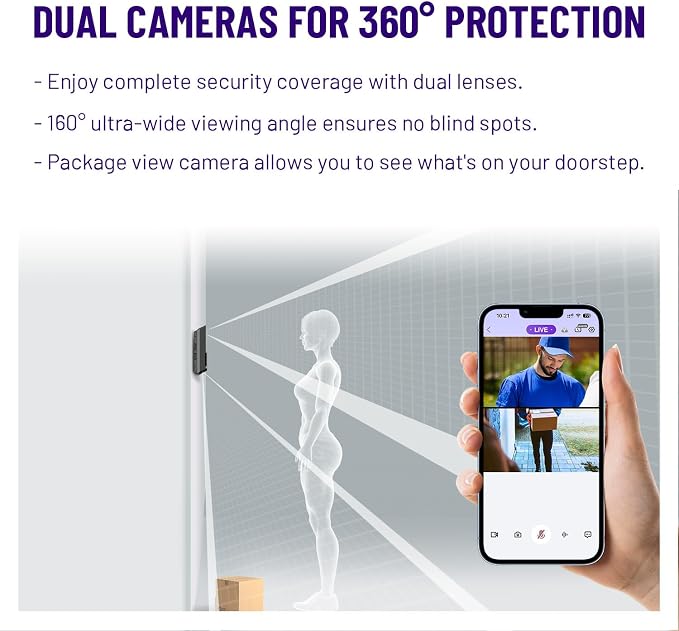 HAVION D1 Wireless Video Doorbell Camera - by NIU Inno., Incl. Chime, Dual Cameras, 5MP 3K QHD, 2'' Screen, 32GB eMMC, AI Motion Detection Real-time Alerts, 2-way Audio, Battery & Wired Power Optional