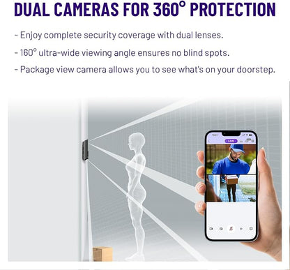 HAVION D1 Wireless Video Doorbell Camera - by NIU Inno., Incl. Chime, Dual Cameras, 5MP 3K QHD, 2'' Screen, 32GB eMMC, AI Motion Detection Real-time Alerts, 2-way Audio, Battery & Wired Power Optional