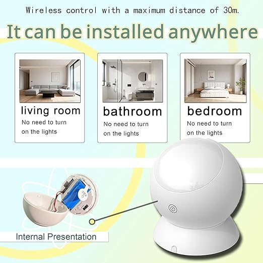 Wireless PIR Motion Sensor Switch with Outlet Adjustable Sensing/Delay Dual Wiring - Brightness Sensing for Home Office Garage Bedroom - Easy Install for Lights Fans