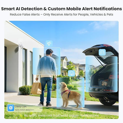 4MP Outdoor Security Camera,2.5K WiFi Camera for Home Security System,Plug-in Wired Outdoor Camera,24/7 Non-Stop Recording,360° PTZ,AI Motion Detection,Color Night Vision,Compatible with Alexa(2 PCS)