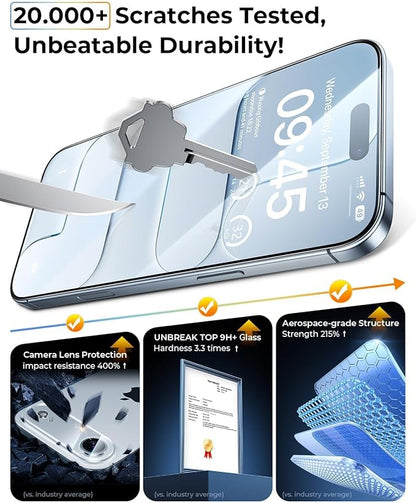 MRGLAS TOP 9H+ Glass 2+2 Packs for iPhone Air Privacy Screen Protector with Camera Lens Protector [Zero Bubble][10X Military Protection] 17 Air 6.5" Tempered Glass Full Edge Coverage,Case-Friendly