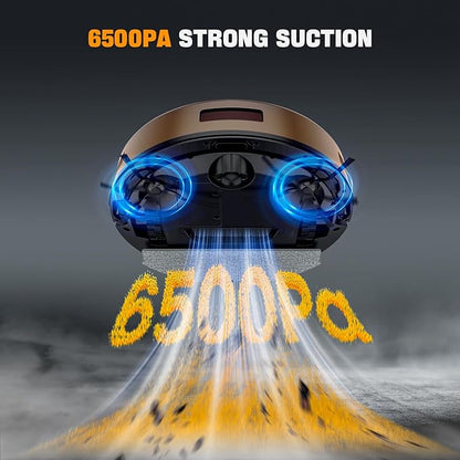 2 in 1 Robot Vacuum and Mop Combo, 6500Pa Suction, Robotic Vacuum Cleaner with 200 Min Runtime, Self-Charging, App/Alexa/Voice Control, Ideal for Hard Floor, Pet Hair, Carpet