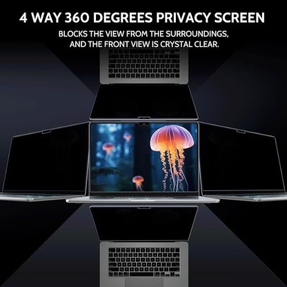 Peslv Magnetic 4 Way Privacy Screen for Macbook Pro 14 Inch (2021-2026, M1, M2, M3, M4, M5), Removable Matte Anti Glare Blue Light Protector, 360 Private Security Filter for Mac Laptop Computer