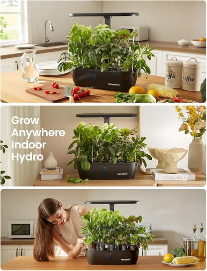MG-15 Hydroponic Growing System Kits, Smart Indoor Garden with 24W Grow LED Light Full Spectrum, 15 Pods Herb Garden Planter Indoor Gardening for Gifts, Kitchen
