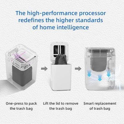 4.5 Gallon Smart Self-Sealing & Self-Changing Trash Can, 17L Automatic Motion Sensor Garbage Bin with Lid, Touchless Electric Wastebasket for Bathroom, Bedroom, and Office - White