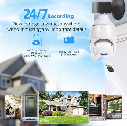 EVERSECU 4K 8MP UHD Screw-in 4 Inch PTZ Security Camera, Outdoor Waterproof, Wireless 2.4G&5Ghz WiFi, ONVlF&RTSP Stream, 360° View, Auto Tracking, 2 Way Audio, Motion Detection, Remote View(4pack)