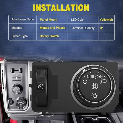 Nilight Headlight Dimmer Switch Compatible with 2014 2015 2016 2017 2018 2019 Chevy Silverado 1500 2500HD 3500HD Tahoe 2017-2019 GMC Sierra 1500 2500HD 3500HD with Blue LED Light