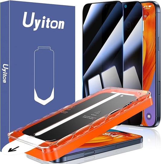 Uyiton for iPhone 16 Pro Max Privacy Screen Protector, [Easy to Install] [Zero Bubble] Shatterproof Full Coverage Anti-Fingerprint & Scratch Proof Tempered Glass, 2 Pack
