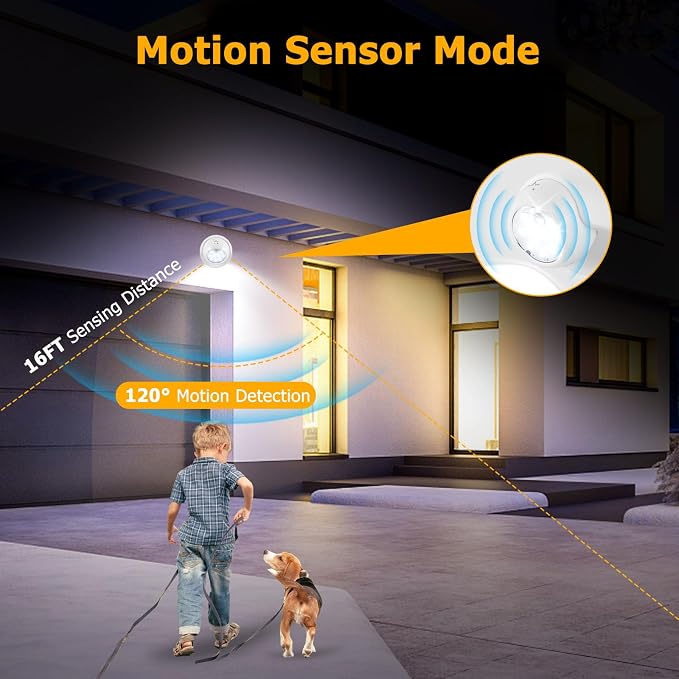 Motion Sensor Outdoor Lights - Outdoor Motion Sensor Light Battery Operated Wireless Spotlight Motion Detector Security Light Auto On Off for Sheltered Porch Stair Hallway Garage Wall Shed (4 Pack)