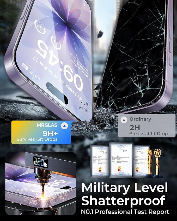 MRGLAS TOP 9H+ Glass 2+2 Packs for iPhone 17 Privacy Screen Protector with Camera Lens Protector [Zero Bubble][10X Military Protection] 17 Tempered Glass 6.3" Full Edge Coverage,Case-Friendly