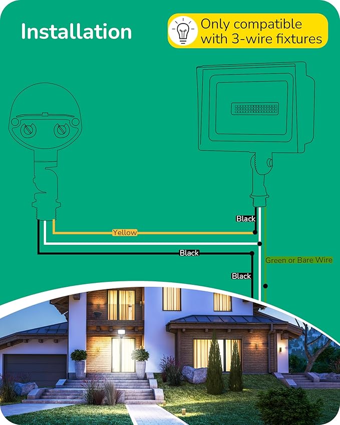 EDISHINE Motion Sensor, 180-Degree Replacement Motion Detector for Security Floodlights, Adjustable Time & Detection Sensitivity Range Up to 60 Feet, 3 Modes Pir Motion Sensor, Black, UL Listed