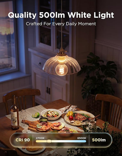 Govee Edison Bulbs, Smart Vintage Light Bulbs, RGBWW Color Changing G25 Vanity Light Bulb, Compatible with Matter, Alexa & Google Assistant, LED Filament Bulb for Living Room Kitchen E26 Base 4 Pack