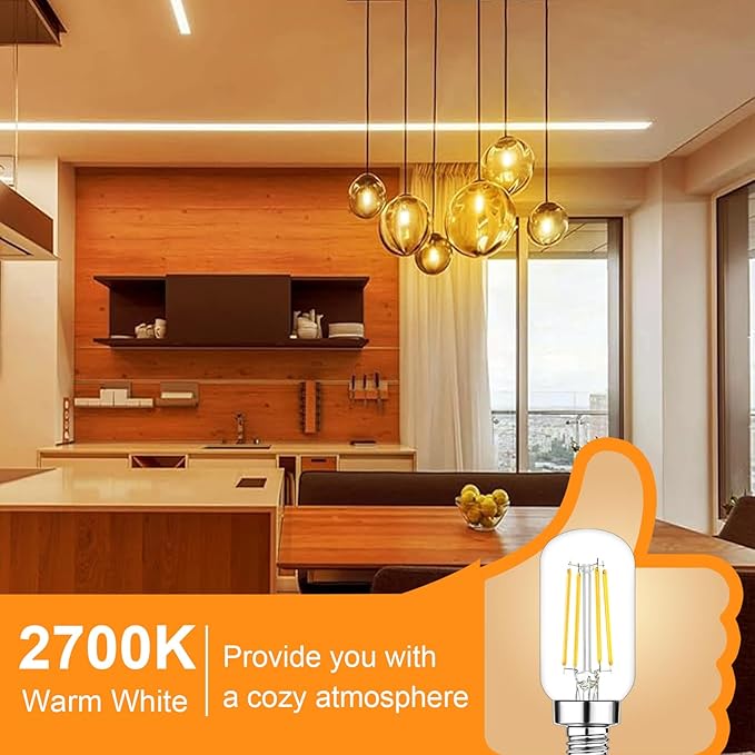 T6 E12 Candelabra Bulb LED, 4 Pack Dimmable Flicker-Free E12 LED Bulb 40w Equl 4W, 2700K Warm White Candelabra Light Bulbs T6/T25 Long Lasting E 12 Edison Light Bulbs for Chandeliers, Pendant