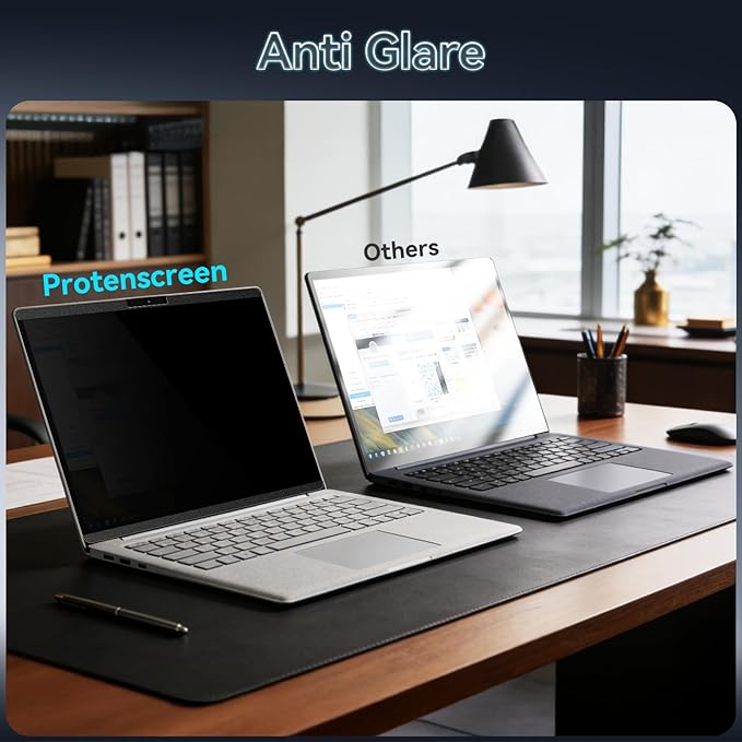 360° Magnetic Privacy Screen for 15 Inch Surface Laptop 6/5/4/3/2/1, 4 Way Privacy Removable Anti Glare Blue Light Filter Shield Film Anti Spy Black Laptop Protector Security Private