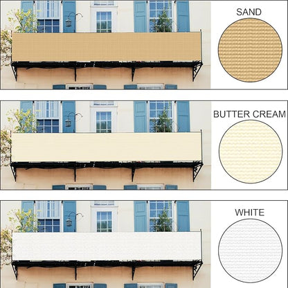 LOVE STORY Balcony Privacy Screen, 3'x5' Deck Shield Screen Fence Cover,UV Protection and Weather-Resistant,3 FT Height for Deck, Patio, Backyard, Outdoor Pool, Porch, Railing, Butter Cream