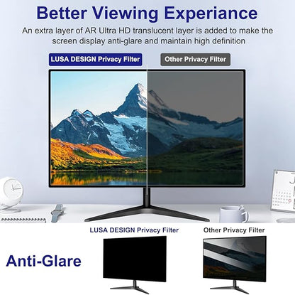32 Inch Privacy Screen for Computer Monitor 16:9 Aspect Ratio, Eye Protection Anti Blue Light Glare Shield, 32inch Removable Black Blackout Anti Spy Desktop Security Private Filter