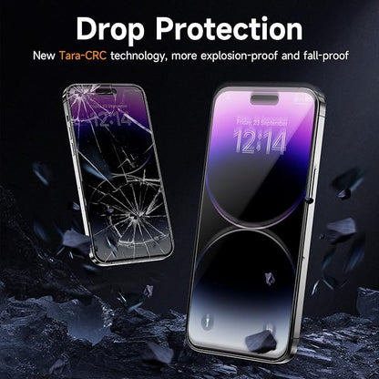 3-Pack for Privacy Screen Protector for iPhone 15/15 Pro, Sensor Protection, Anti Spy Private Tempered Glass Film, Touch Sensitive, Bubble-Free, 9H Hardness Screen Protection 6.1 Inch
