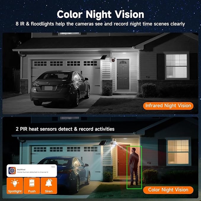 Solar Dual Lens VeryFocal Wireless Security Camera - 6MP QHD 360° PTZ, AI Tracking, 10400mAh + 5.5W Solar, WiFi 6, Standalone/NVR Add-on, Color Night Vision, IP66 Waterproof for Outdoor Home