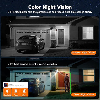 Solar Dual Lens VeryFocal Wireless Security Camera - 6MP QHD 360° PTZ, AI Tracking, 10400mAh + 5.5W Solar, WiFi 6, Standalone/NVR Add-on, Color Night Vision, IP66 Waterproof for Outdoor Home