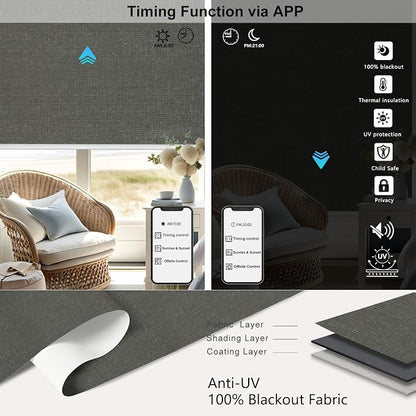 Motorized Blinds with Remote,103% Blackout Motorized Roller Shades