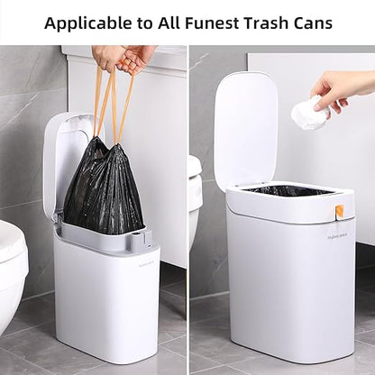 funest Small Drawstring Trash Bag,Easy to Tear and Pack,4 Gallon Garbage Bags,75 Counts