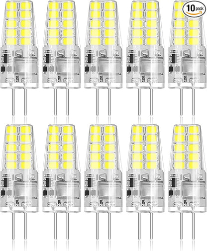 BUBO 10 Pack G4 LED Bulb 2W Equivalent 30W 6000K Daylight 250 Lumens 360°Beam Angle, T3 Halogen Bulb Replacement Landscape Bulbs, AC/DC 12V Led Lights G4 Bi-Pin Base for Outdoor Landscape Lighting
