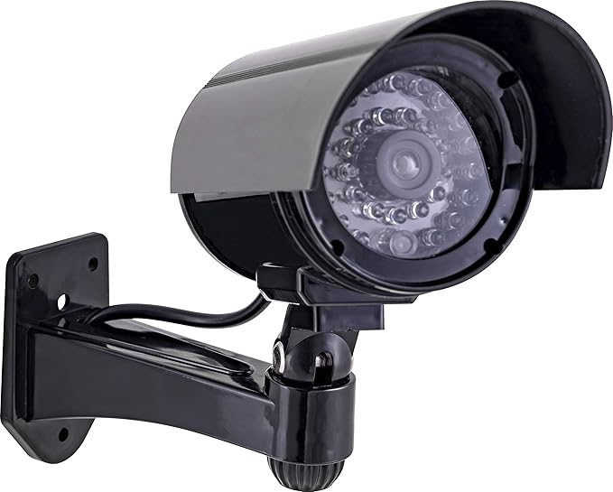 GE Power Gear GE Decoy Security Bullet Camera with Flashing Red Light, Blinking LED, Fake Surveillance, Realistic Looking Recording Lens, Indoor/Outdoor Use, Wireless, Black, 40661