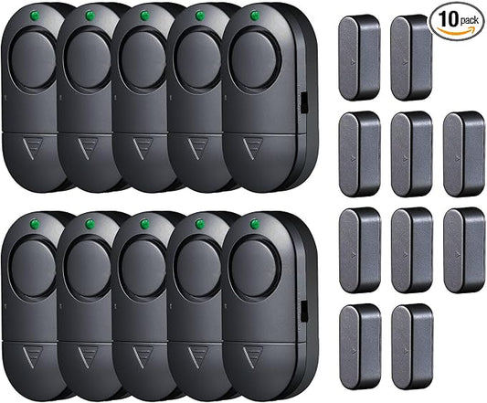 120DB High Decibel Door Window Alarms for Home Security, Toddler Child Safety Entry Open Alert Door Chime, Anti Intrusion Sensor for Household Store Apartment Garage, 10 Pack Black